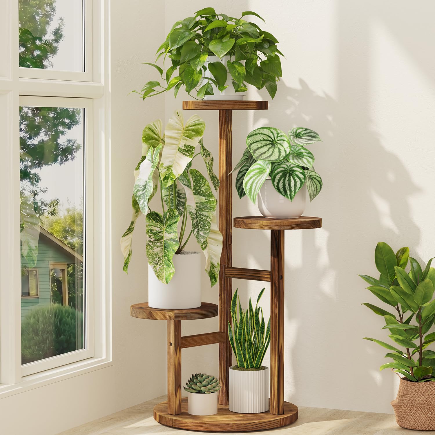 Amazon.com: iDavosic.ly 3 Tier Wood Plant Stand Indoor Outdoor